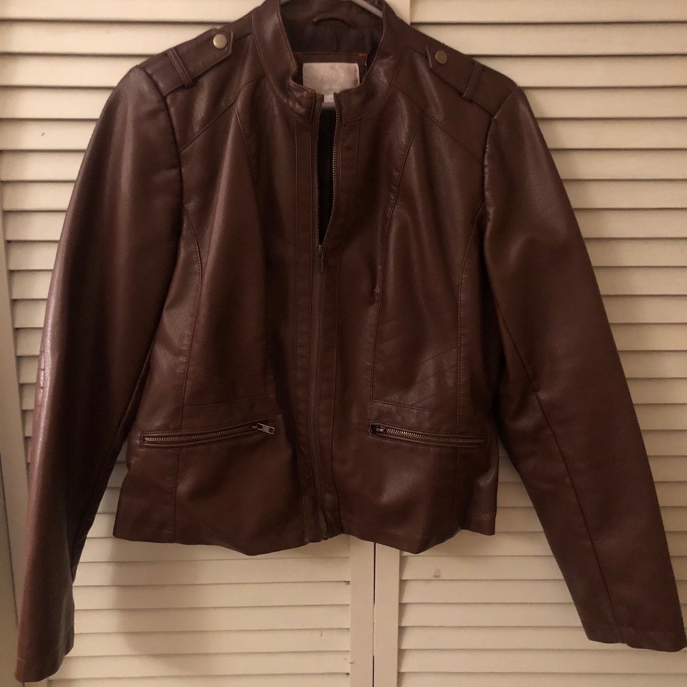 Size L Brown Leather Jacket